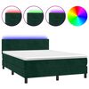 vidaXL Box spring postel s matrac&iacute; a LED tmavě zelen&aacute; 140x200 cm samet