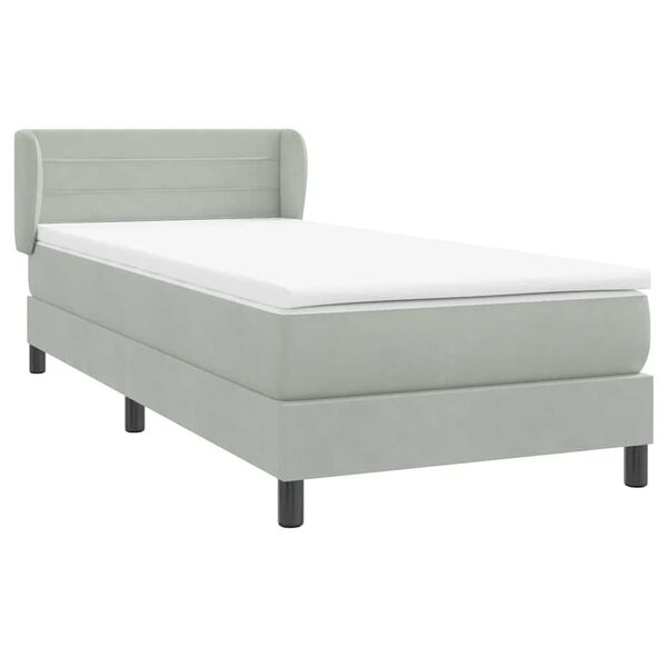 vidaXL Box spring postel s matrac&iacute; světle &scaron;ed&aacute; 80x210 cm samet