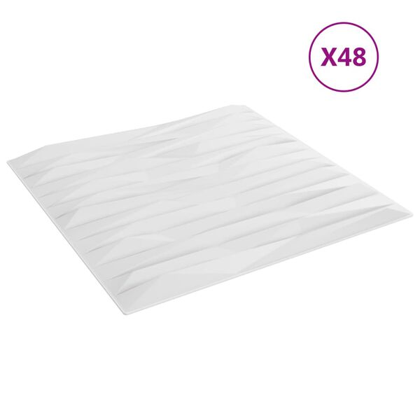 vidaXL N&aacute;stěnn&eacute; panely 48 ks b&iacute;l&eacute; 50 x 50 cm XPS 12 m&sup2; k&aacute;men