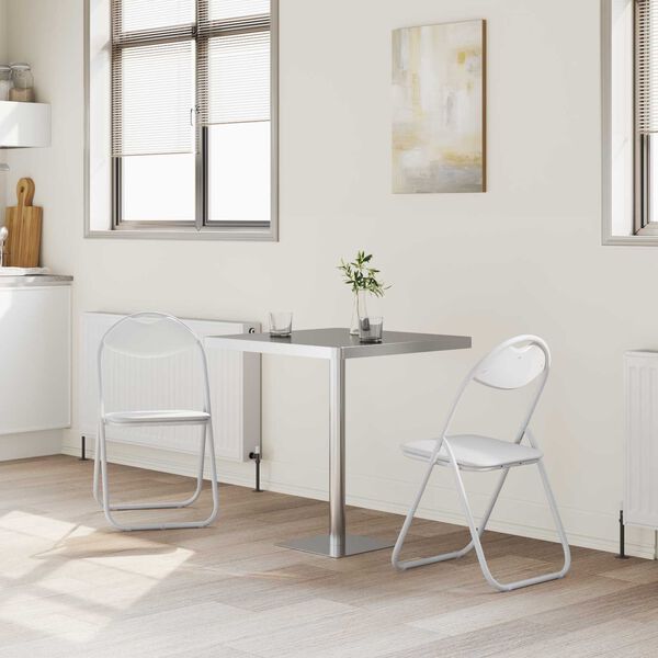 vidaXL Skl&aacute;dac&iacute; židle 2 pcs B&iacute;l&yacute; 48 x 43,5 x 81 cm Uměl&aacute; kůže