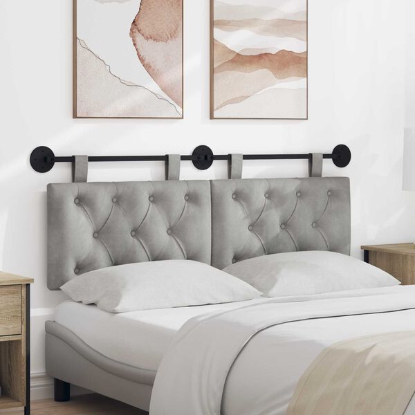 vidaXL Z&aacute;věsn&aacute; čeln&iacute; deska N&aacute;stěnn&yacute; Světle &scaron;ed&aacute; 150 x 55 x 7 cm samet