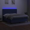 vidaXL Box spring postel s matrac&iacute; a LED modr&aacute; 180x200 cm textil