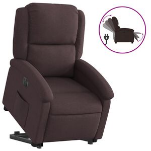 vidaXL Elektrick&eacute; zvedac&iacute; polohovac&iacute; křeslo tmavě hněd&eacute; textil