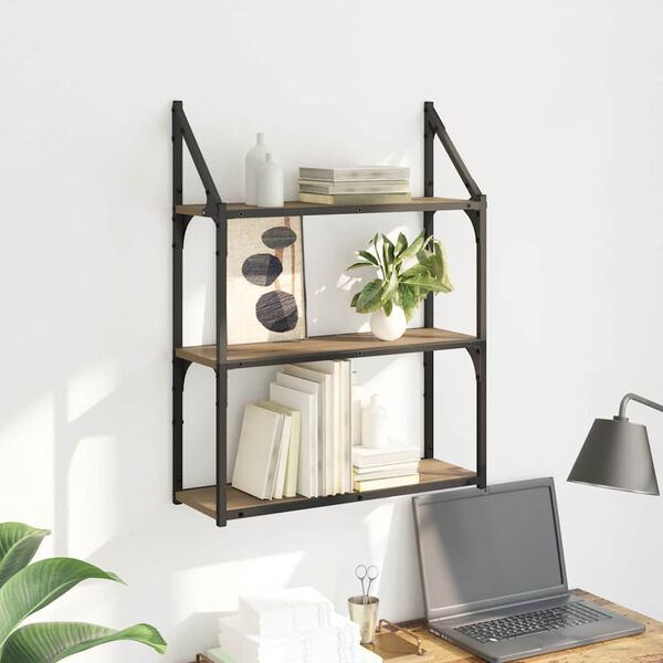 vidaXL N&aacute;stěnn&aacute; polička s polic&iacute; Artisanov&yacute; dub 60 x 21 x 78,5 cm