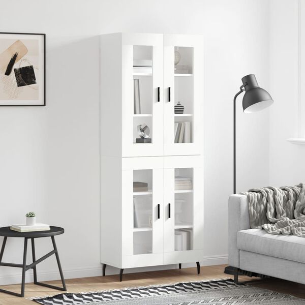vidaXL Skř&iacute;ň highboard b&iacute;l&aacute; 69,5 x 34 x 180 cm kompozitn&iacute; dřevo