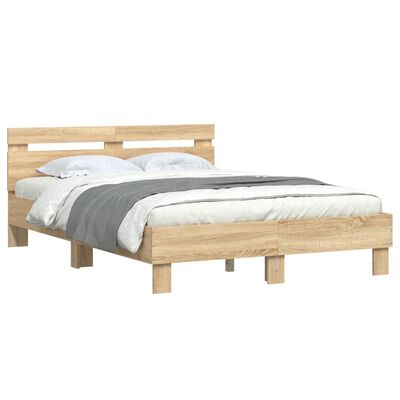 vidaXL Rám postele s čelem dub sonoma 135 x 190 cm kompozitní dřevo