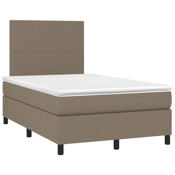 vidaXL Box spring postel s matrac&iacute; a LED taupe 120x190 cm textil