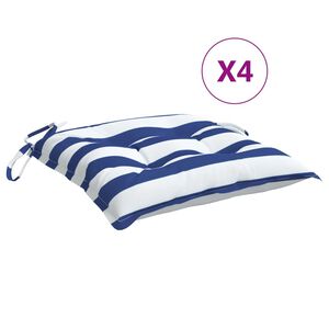 vidaXL Podu&scaron;ky na židli 4 ks modr&eacute; a b&iacute;l&eacute; pruhy 40 x 40 x 7 cm textil