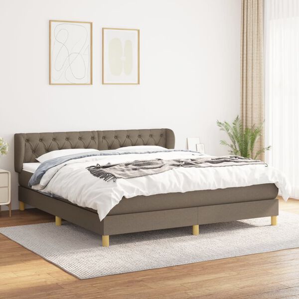 vidaXL Box spring postel s matrac&iacute; taupe 160x200 cm textil