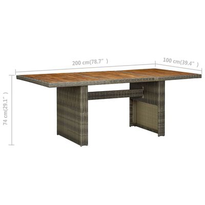 vidaXL Zahradní stůl hnědý polyratan a masivní akáciové dřevo