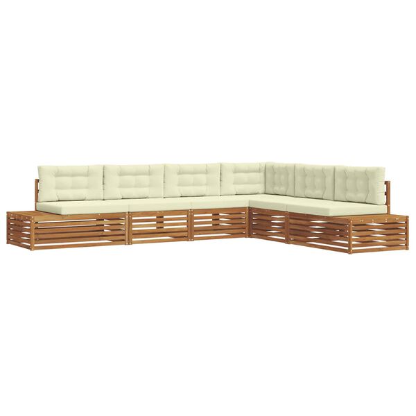 vidaXL Venkovn&iacute; pohovkov&aacute; souprava 6 Kus Přirozen&aacute; a Kr&eacute;mov&aacute;