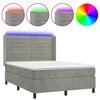 vidaXL Box spring postel s matrac&iacute; a LED světle &scaron;ed&aacute; 140x190 cm samet