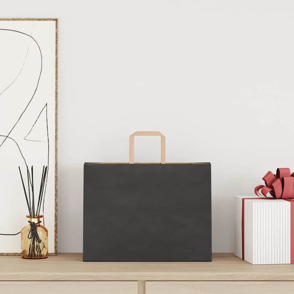 vidaXL Pap&iacute;rov&eacute; ta&scaron;ky 50 ks s uchy čern&eacute; 32x17x25 cm