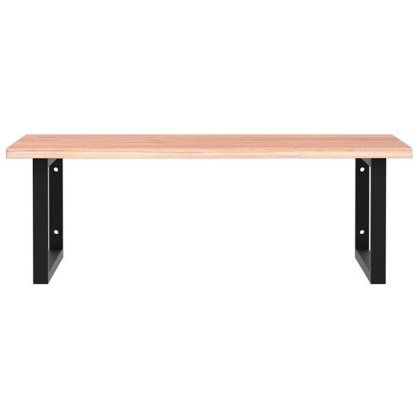 vidaXL Deska pod umyvadlo n&aacute;stěnn&aacute; ocel a masivn&iacute; dubov&eacute; dřevo