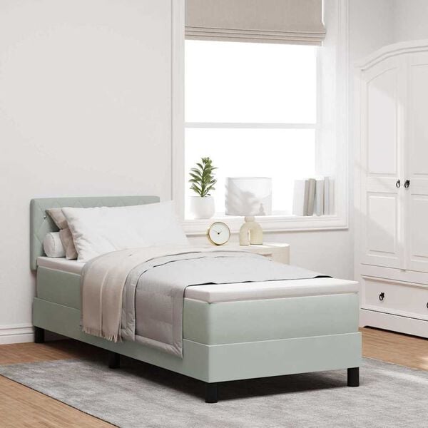 vidaXL Postel s boxspringem s matrací Světle šedá 80 x 200 cm samet