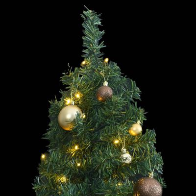 vidaXL Úzký vánoční stromek s 300 LED a koulemi 300 cm