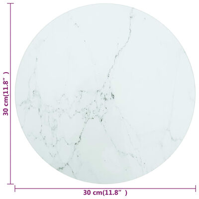 vidaXL Stolní deska bílá Ø 30 x 0,8 cm tvrzené sklo mramorový design