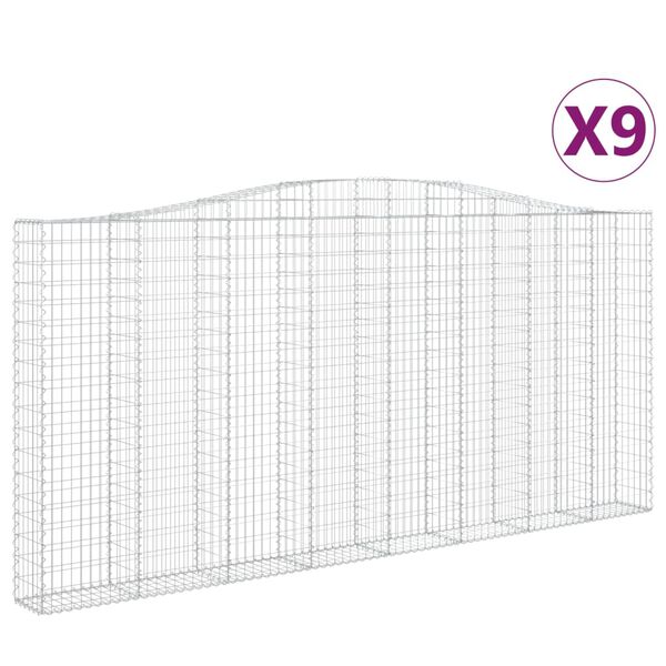 vidaXL Klenut&eacute; gabionov&eacute; ko&scaron;e 9 ks 400x30x180/200cm pozinkovan&eacute; železo