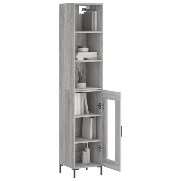 vidaXL Skř&iacute;ň highboard &scaron;ed&aacute; sonoma 34,5 x 34 x 180 cm kompozitn&iacute; dřevo