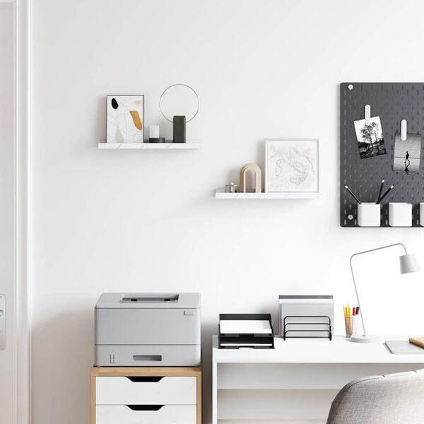 vidaXL N&aacute;stěnn&aacute; polička s polic&iacute; 2 pcs B&iacute;l&yacute; mramor 40 x 9 x 3 cm