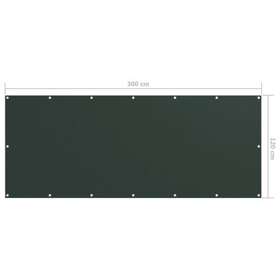 vidaXL Balkónová zástěna tmavě zelená 120 x 300 cm oxfordská látka