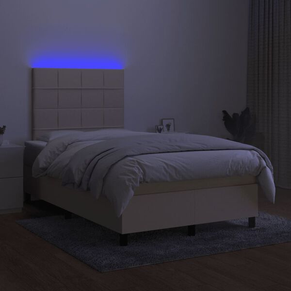 vidaXL Box spring postel s matrac&iacute; a LED kr&eacute;mov&aacute; 120x190 cm textil