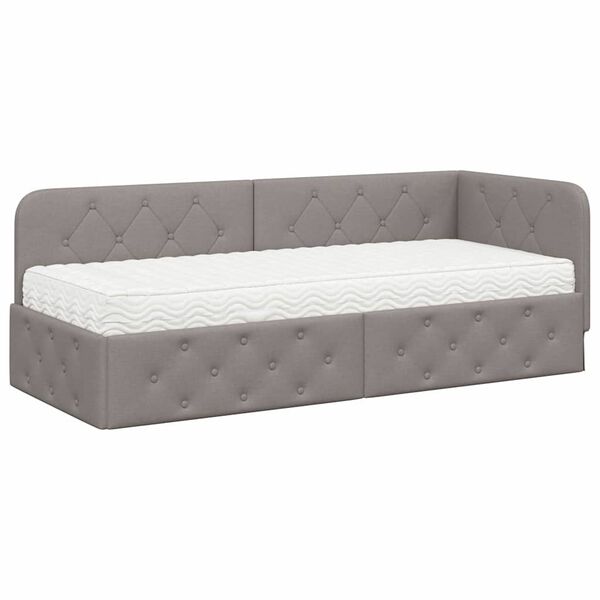 vidaXL Rohov&yacute; r&aacute;m postele s matrac&iacute; s čelo Taupe 80 x 200 cm textil