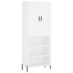 vidaXL Skř&iacute;ň highboard b&iacute;l&aacute; 69,5 x 34 x 180 cm kompozitn&iacute; dřevo