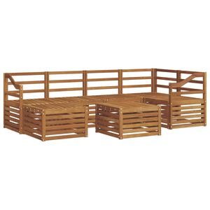 vidaXL Rohov&aacute; sofa sada 7 pcs Př&iacute;rodn&iacute; Masivn&iacute; ak&aacute;tov&eacute; dřevo