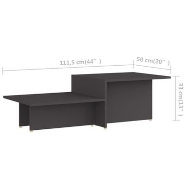vidaXL Konferenční stolek šedý 111,5 x 50 x 33 cm dřevotříska