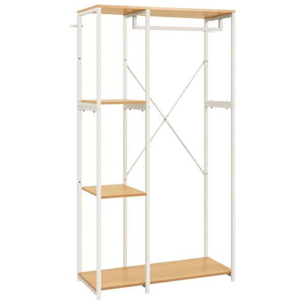 vidaXL &Scaron;atn&iacute; skř&iacute;ň b&iacute;l&aacute; a dub 90 x 40 x 167 cm kov a dřevotř&iacute;ska