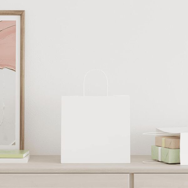 vidaXL Pap&iacute;rov&eacute; ta&scaron;ky 50 ks s uchy B&iacute;l&aacute; 26x17x25 cm