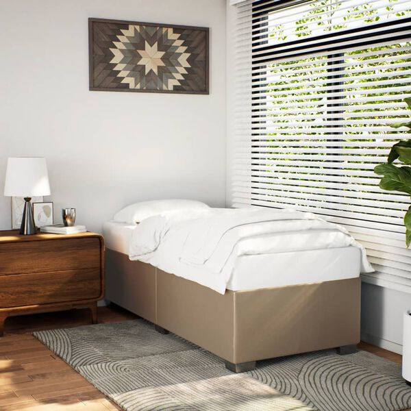 vidaXL R&aacute;m postele cappuccino 90x200 cm uměl&aacute; kůže