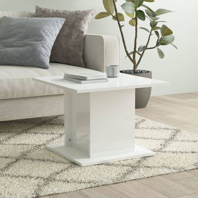 vidaXL Konferenční stolek bílý vysoký lesk 55,5x55,5x40 cm dřevotříska