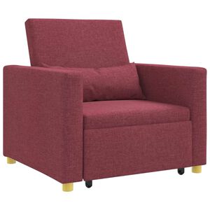 vidaXL Rozkl&aacute;dac&iacute; pohovka - jednolůžkov&aacute; s kolem v&iacute;nov&aacute; červen&aacute; textil