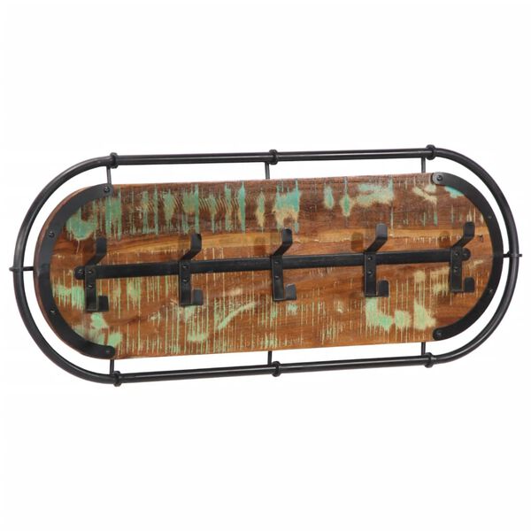 vidaXL N&aacute;stěnn&yacute; vě&scaron;&aacute;k s 5 h&aacute;čky masivn&iacute; recyklovan&eacute; dřevo