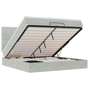 vidaXL Osmansk&yacute; r&aacute;m postele s matrac&iacute;es světle &scaron;ed&aacute; 200x200cm samet