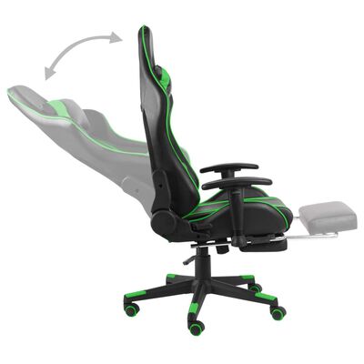 vidaXL Otočná herní židle s podnožkou zelená PVC