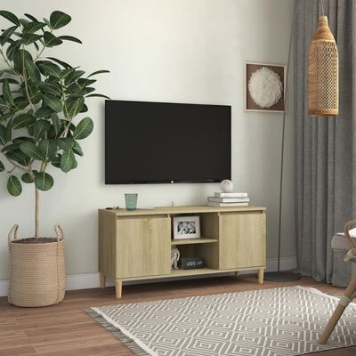 vidaXL TV skříňka s nohami z masivního dřeva dub sonoma 103,5x35x50 cm