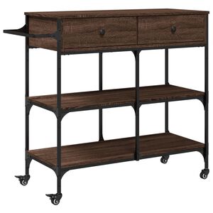 vidaXL Kuchyňsk&yacute; voz&iacute;k hněd&yacute; dub 105 x 42 x 95 cm kompozitn&iacute; dřevo