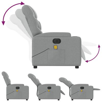 vidaXL Elektrické masážní polohovací křeslo světle šedé textil
