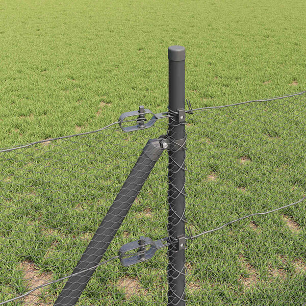 vidaXL Plotov&yacute; sloupek. &Scaron;ed&aacute; 10 x 0,4 m (s&iacute;ť 13 mm) Ocel a PVC