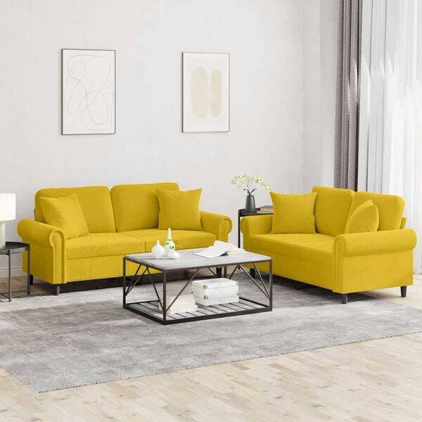 vidaXL 2d&iacute;ln&aacute; sedac&iacute; souprava s pol&scaron;t&aacute;ři žlut&aacute; samet