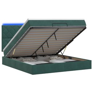 vidaXL Otomanov&aacute; postel s matrac&iacute; a LED Tmavě zelen&aacute; 140 x 190 cm
