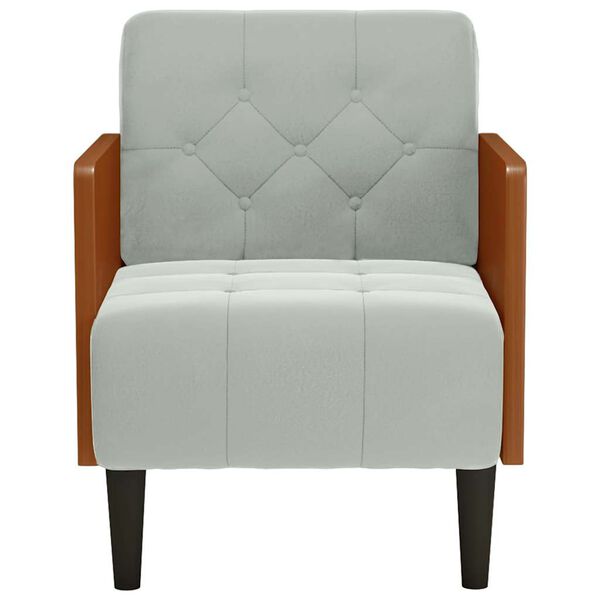 vidaXL Rozkl&aacute;dac&iacute; křeslo s područkami, světle &scaron;ed&eacute;, 55 cm, samet