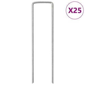 vidaXL Zemní kolíky tvaru U 25 ks 15 x 3,5 cm pozinkovaná ocel