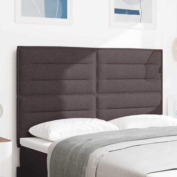 vidaXL LED hlavov&aacute; deska s čelo Tmavě hněd&aacute; 144 cm Polyester