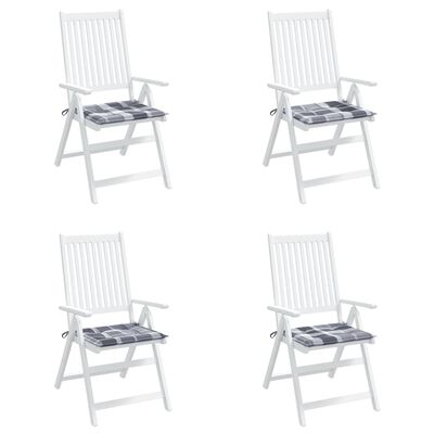 vidaXL Podušky na zahradní židli 4 ks šedé kárované 50x50x3 cm oxford