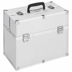 vidaXL Kosmetick&yacute; kufř&iacute;k 38x23x34 cm stř&iacute;brn&yacute; hlin&iacute;k