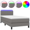 vidaXL Box spring postel s matrac&iacute; a LED tmavě &scaron;ed&aacute; 80 x 200 cm textil
